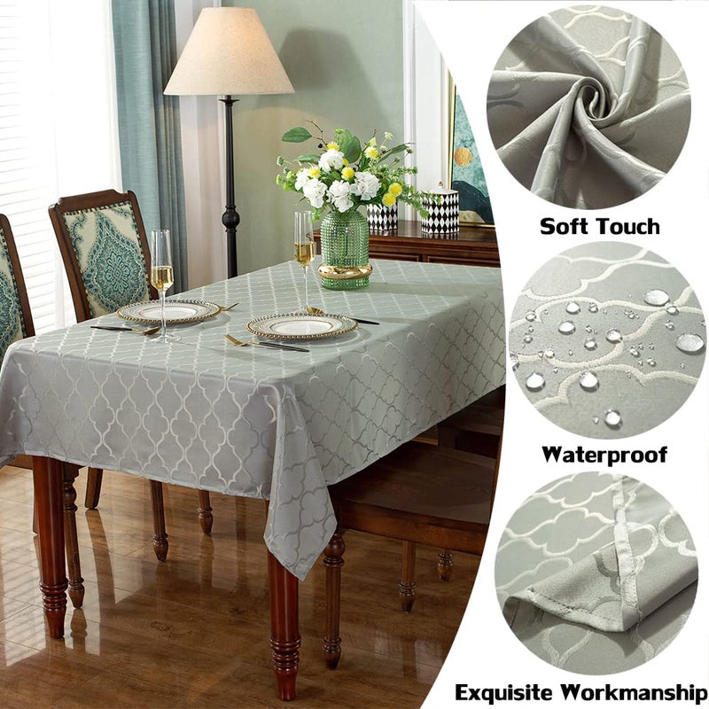 SASTYBALE Jacquard Tablecloth Damask Fabric Table Cloth Water Resistant & Wrinkle Free Spillproof Polyester Table Cover for Kitchen Dining Tabletop (Rectangle/Oblong  52"" x 70"" (4-6 Seats)  Gray) - Image 3
